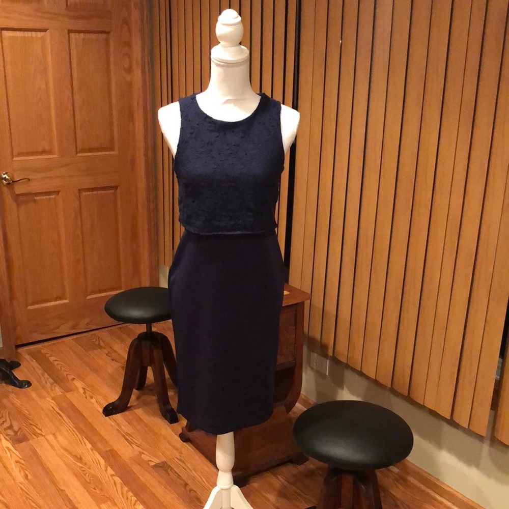 Navy blue midi dress